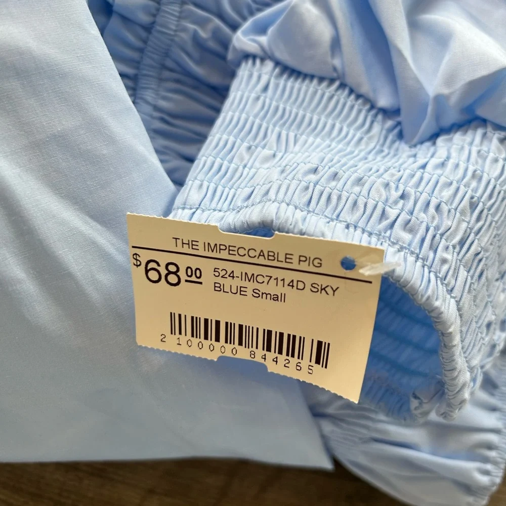 2/$60 NWT The impeccable pig light blue puff sleeve dress smock bodice small - Picture 4 of 9
